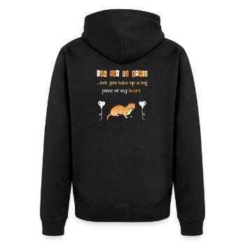 Weasel takes a big piece of my heart - Unisex Premium Organic Zip Hoodie - black - Back - Nico (187cm)