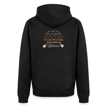 Schokolade Kalorien Süßigkeiten Zuhause Spruch - Unisex Premium Bio Zip Hoodie - Schwarz - Hinten - Nico (187cm)