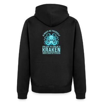 OCTOPUS KRAKEN Octopus rétro calamar cadeau - Veste à capuche bio Premium Unisexe - noir - Dos - Nico (187cm)