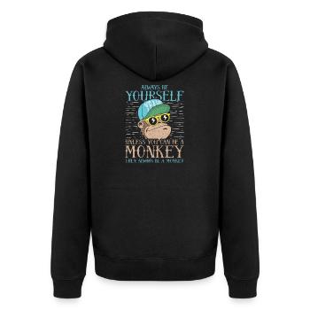 Always Be Yourself - Unisex Premium Bio Zip Hoodie - Schwarz - Hinten - Nico (187cm)