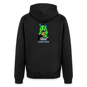 Gaming Gamer Comic Game over - Unisex Premium Bio Zip Hoodie - Schwarz - Hinten - Nico (187cm)