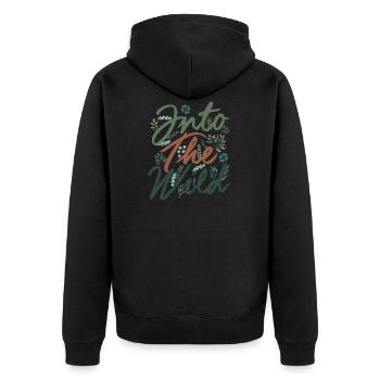 Into The Wild Mojo Design T-Shirt - Unisex Premium Bio Zip Hoodie - Schwarz - Hinten - Nico (187cm)