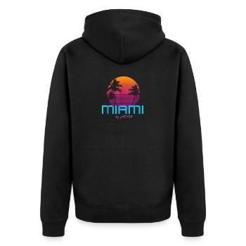 Style rétro de Miami en Floride - Veste à capuche bio Premium Unisexe - noir - Dos - Nico (187cm)
