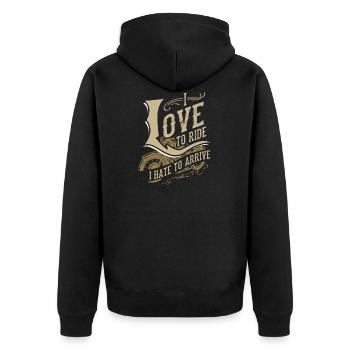 Motorcycle Man Lover Motorcycle Biker - Unisex Premium Organic Zip Hoodie - black - Back - Nico (187cm)