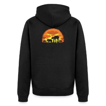 Elefant Elefanten Safari Sonne AT AT Geschenk - Unisex Premium Bio Zip Hoodie - Schwarz - Hinten - Nico (187cm)