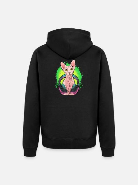 Regalo musicale per cuffie Sphynx Cat Kitten - Felpa con cappuccio ecologica premium unisex - nero