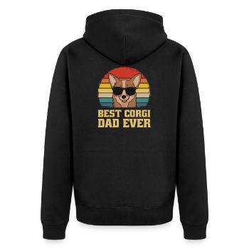 Best Corgi Dog Dad Dad Dad Ever Gift - Unisex Premium Organic Zip Hoodie - black - Back - Nico (187cm)