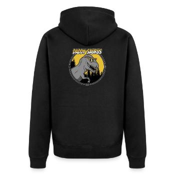 Father's Day Dad Daddy TRex T-Rex dinosaur gift - Unisex Premium Organic Zip Hoodie - black - Back - Nico (187cm)