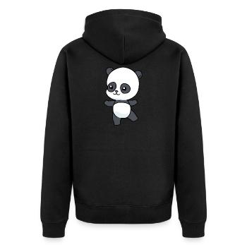 Baby Panda Bär - Unisex Premium Bio Zip Hoodie - Schwarz - Hinten - Nico (187cm)