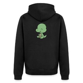Kleiner Baby T-Rex - Unisex Premium Bio Zip Hoodie - Schwarz - Hinten - Nico (187cm)