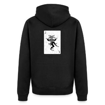 Joker Pokerface Casino - Unisex Premium Bio Zip Hoodie - Schwarz - Hinten - Nico (187cm)