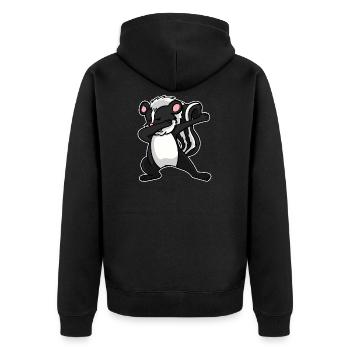 Stinktier Tier Dabbing Tanz Lustig Geschenk - Unisex Premium Bio Zip Hoodie - Schwarz - Hinten - Nico (187cm)