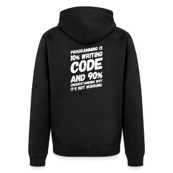 Nerd Nerdy Geek Lustige Sprüche Programmierer - Unisex Premium Bio Zip Hoodie - Schwarz - Hinten - Nico (187cm)