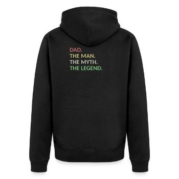 Dad Man Myth Legend - Unisex Premium Organic Zip Hoodie - black - Back - Nico (187cm)