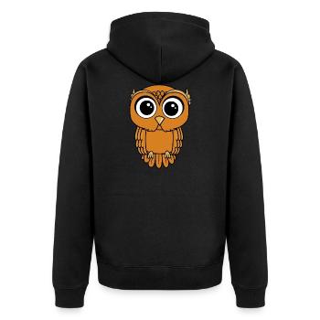 Eule Nachteule Vogel Uhu Steinkauz Owl - Unisex Premium Bio Zip Hoodie - Schwarz - Hinten - Nico (187cm)