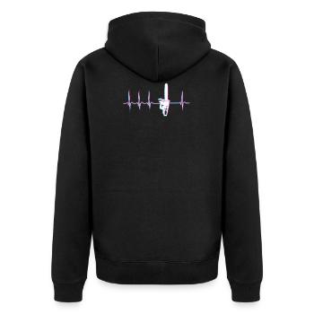 Heartbeat ECG chainsaw - Unisex Premium Organic Zip Hoodie - black - Back - Nico (187cm)