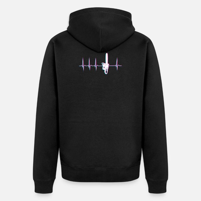 Tronçonneuse ECG Heartbeat - Veste à capuche bio Premium Unisexe - noir