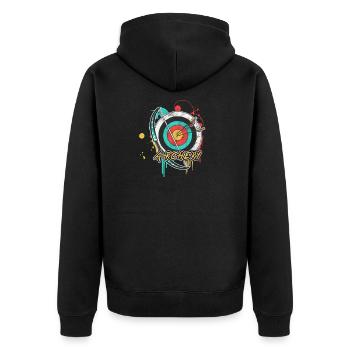 Bogenschießen Schießsport Pfeil Schütze Geschenk - Unisex Premium Bio Zip Hoodie - Schwarz - Hinten - Nico (187cm)