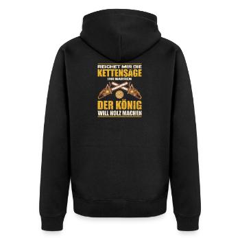Holzfäller Waldarbeiter Forstwirt Kettensäge - Unisex Premium Bio Zip Hoodie - Schwarz - Hinten - Nico (187cm)