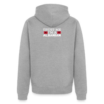 Albanian eagle - Unisex Premium Organic Zip Hoodie - heather grey - Back - Nico (187cm)