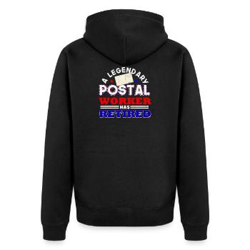 Urlaub Ältere Veteran Opa Rentner Senioren Rente - Unisex Premium Bio Zip Hoodie - Schwarz - Hinten - Nico (187cm)