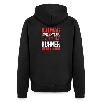 Funny Funny Saying Chicken Chicken Chicken Gockel - Unisex Premium Organic Zip Hoodie - black - Back - Nico (187cm)
