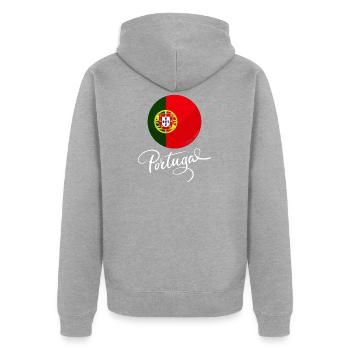 Portugal - Unisex Premium Bio Zip Hoodie - Grau meliert - Hinten - Nico (187cm)