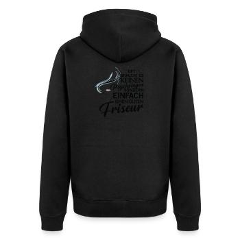 Friseur Psychologen Friseurin Salon Haare - Unisex Premium Bio Zip Hoodie - Schwarz - Hinten - Nico (187cm)