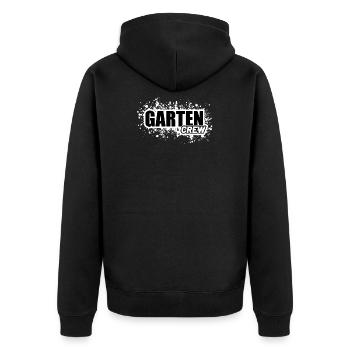 Garten Crew Gärtner Gartenverein Team Shirt Spruch - Unisex Premium Bio Zip Hoodie - Schwarz - Hinten - Nico (187cm)