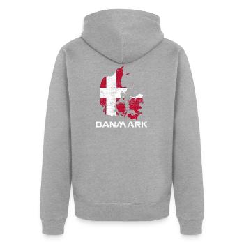 Denmark Danish Flag Map - Unisex Premium Organic Zip Hoodie - heather grey - Back - Nico (187cm)