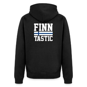 Finnish Finnish Finland - Unisex Premium Organic Zip Hoodie - black - Back - Nico (187cm)