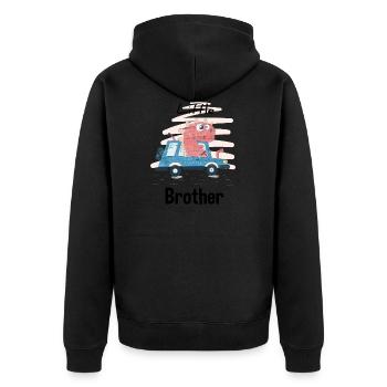 Little Brother - kleiner Bruder - Geschenk - Unisex Premium Bio Zip Hoodie - Schwarz - Hinten - Nico (187cm)