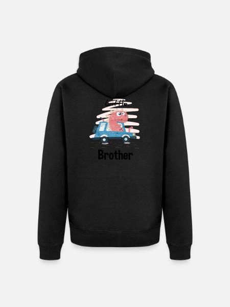 Little Brother - Little Brother - Gift - Unisex Premium Organic Zip Hoodie - black