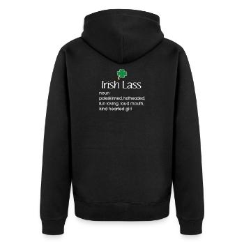 Lustiges irisches Mädchen-Definitionsgeschenk für irische Geschenke - Unisex Premium Bio Zip Hoodie - Schwarz - Hinten - Nico (187cm)