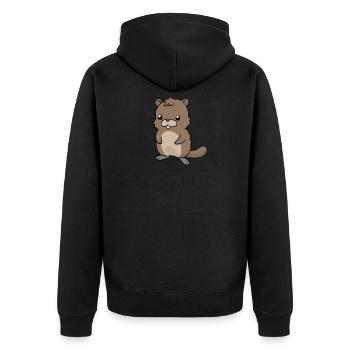 Kleines Murmeltier Marmot - Unisex Premium Bio Zip Hoodie - Schwarz - Hinten - Nico (187cm)