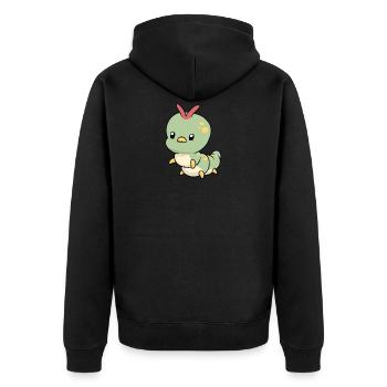 Kleine süße Raupe - Unisex Premium Bio Zip Hoodie - Schwarz - Hinten - Nico (187cm)