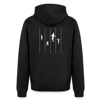 Schwimmen Schwimmer Schwimmbad Meer See Gaschenk - Unisex Premium Bio Zip Hoodie - Schwarz - Hinten - Nico (187cm)