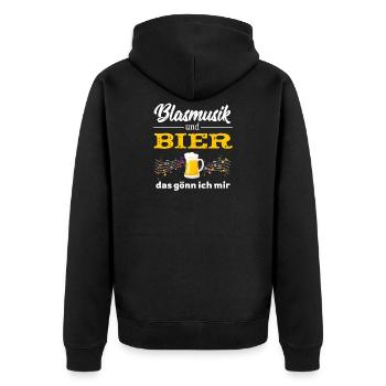 Blasmusik und Bier - Oldies, Schlager - Unisex Premium Bio Zip Hoodie - Schwarz - Hinten - Nico (187cm)