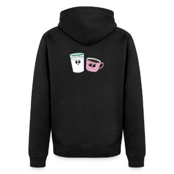lait café bonjour boulanger heureux - Veste à capuche bio Premium Unisexe - noir - Dos - Nico (187cm)