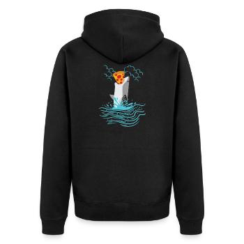Hai Fisch Pizza Ozean Lustige Tiere Meeresbewohner - Unisex Premium Bio Zip Hoodie - Schwarz - Hinten - Nico (187cm)