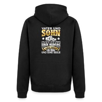 Vater Und Sohn T-Shirt Dad Partnerlook Vatertag - Unisex Premium Bio Zip Hoodie - Schwarz - Hinten - Nico (187cm)