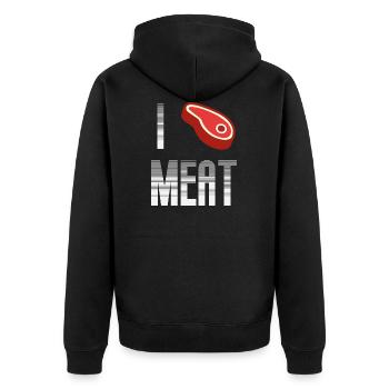 Meat - Unisex Premium Organic Zip Hoodie - black - Back - Nico (187cm)