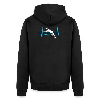 Hochsprung Herzschlag Stabhochsprung - Unisex Premium Bio Zip Hoodie - Schwarz - Hinten - Nico (187cm)