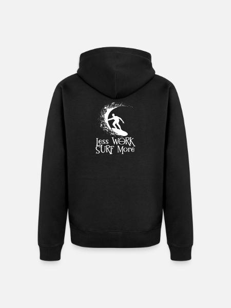 Surfen Watersport Zeegift · Minder werk - Uniseks Premium bio ziphoodie - zwart