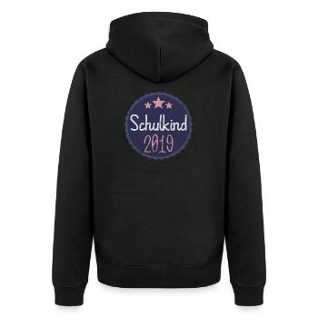 Einschulung 1. Erste Klasse Schulkind Schulanfang - Unisex Premium Bio Zip Hoodie - Schwarz - Hinten - Nico (187cm)