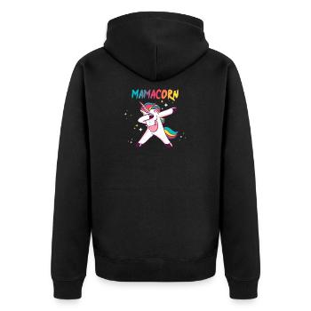 Mamacorn Mama Fête des Mères Maman Licorne Licorne - Veste à capuche bio Premium Unisexe - noir - Dos - Nico (187cm)