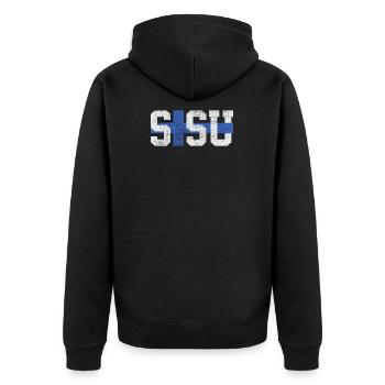 Sisu Finland Finnish Finnish - Unisex Premium Organic Zip Hoodie - black - Back - Nico (187cm)