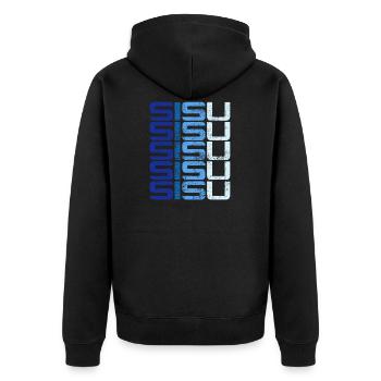 Sisu Finland Finnish Finnish Suomi - Unisex Premium Organic Zip Hoodie - black - Back - Nico (187cm)