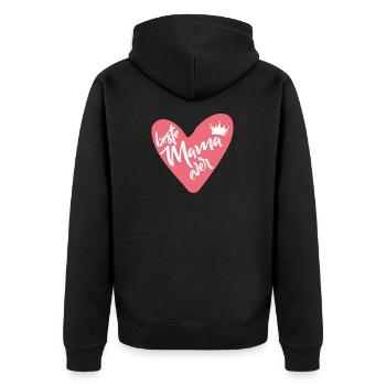 Beste Mama ever - Unisex Premium Bio Zip Hoodie - Schwarz - Hinten - Nico (187cm)