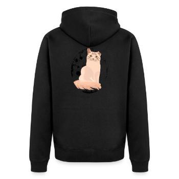 Süßes Hauskatze Katzen Shirt - Unisex Premium Bio Zip Hoodie - Schwarz - Hinten - Nico (187cm)